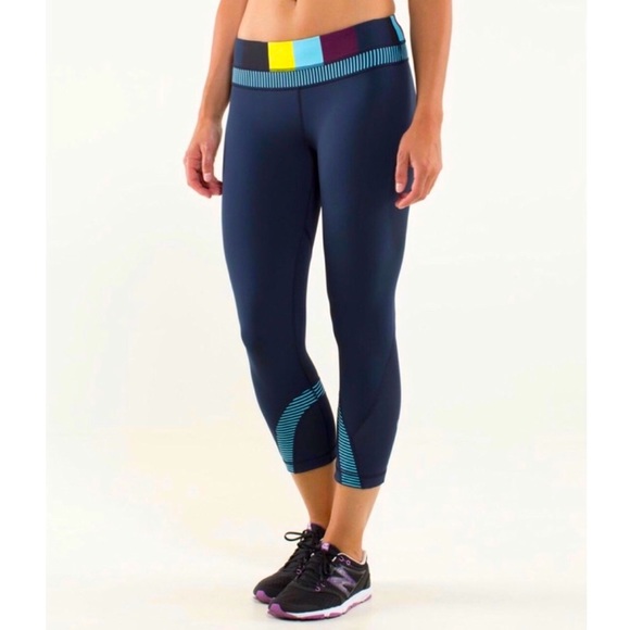 lululemon athletica Pants - LULULEMON Run Inspire Crop ll Navy Leggings Size 4